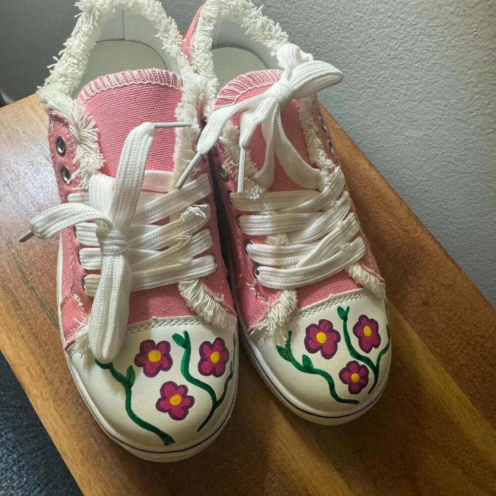 Hand painted pink sneakers